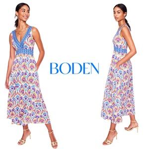 Boden Women's Olympia Jersey Multicolor Floral Maxi Dress Sz US6 EUC